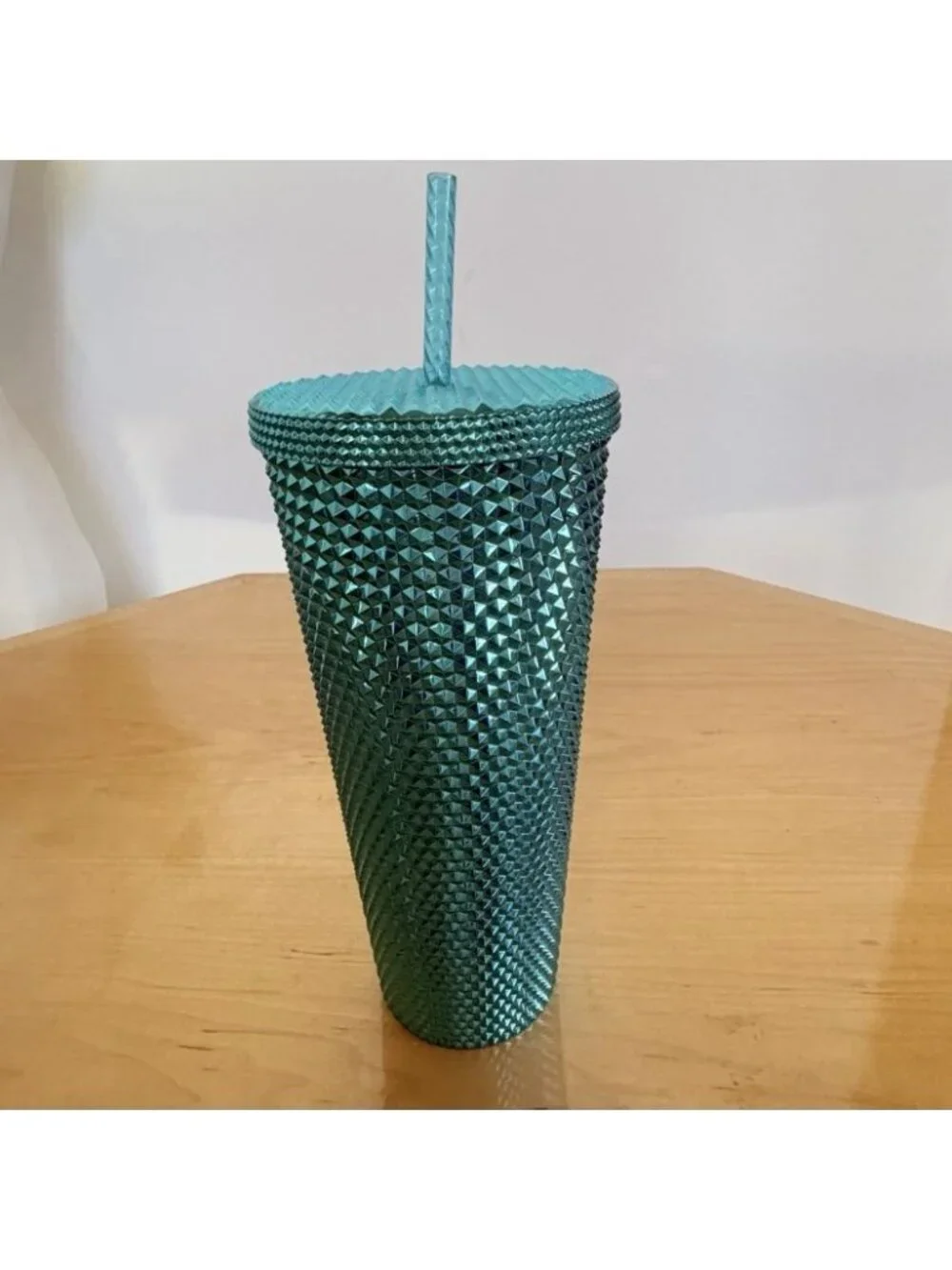 Starbucks Green Metallic Studded Tumbler 24oz Venti Cold Cup Diamond Travel